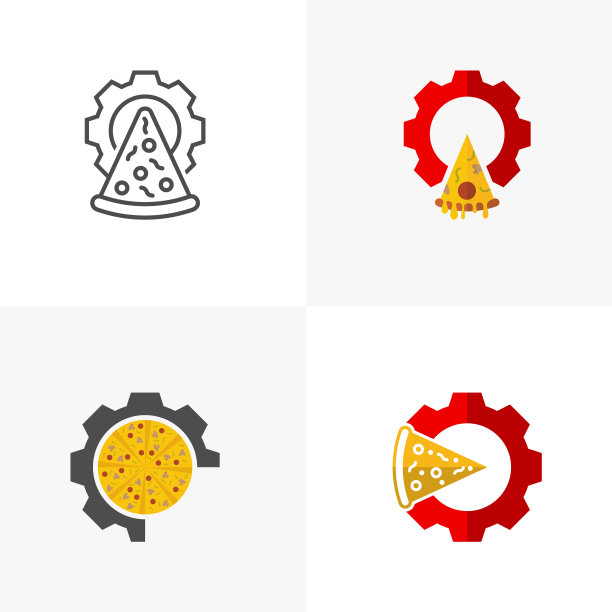 设定披萨标志图标设计披萨概念图片下载