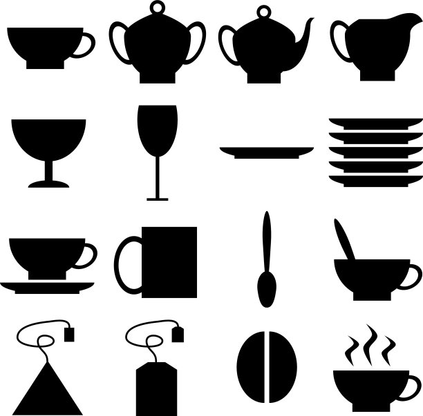 茶玻璃器皿黑色图标图片下载