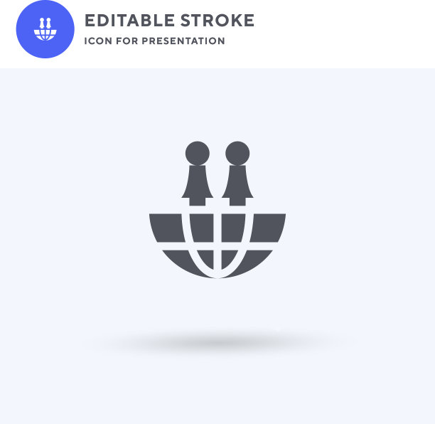 世界图标填充平面标志固体图片下载