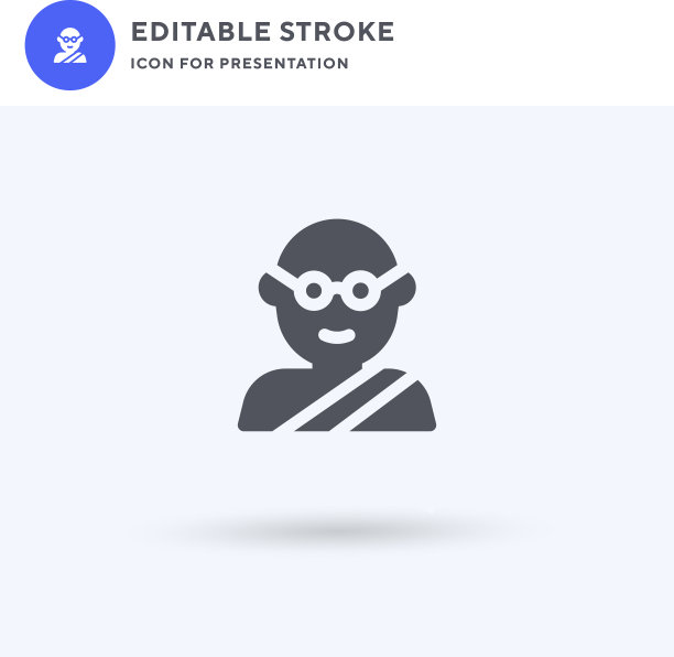 甘地的图标填满了平坦的固体标志图片下载