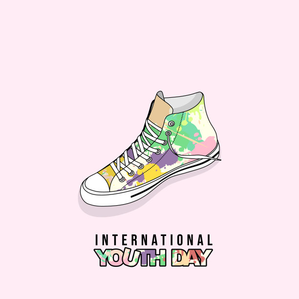 五彩缤纷的女孩经典帆布鞋图片下载