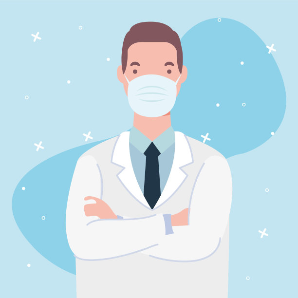 戴医用口罩的年轻男医生角色图片下载