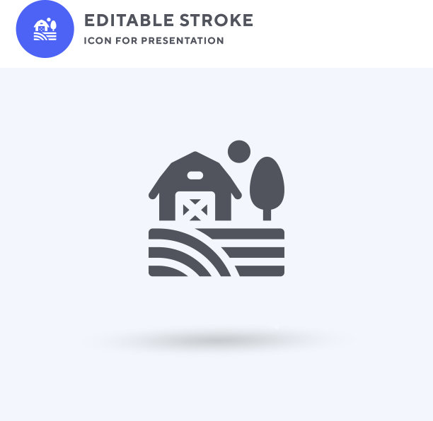 农场图标填充平面标志固体图片下载