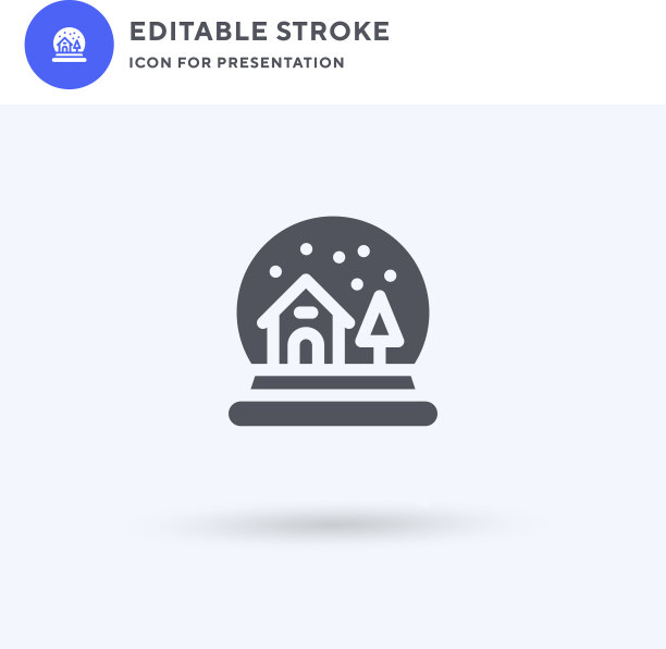 雪景球图标填充扁平实体标志图片下载