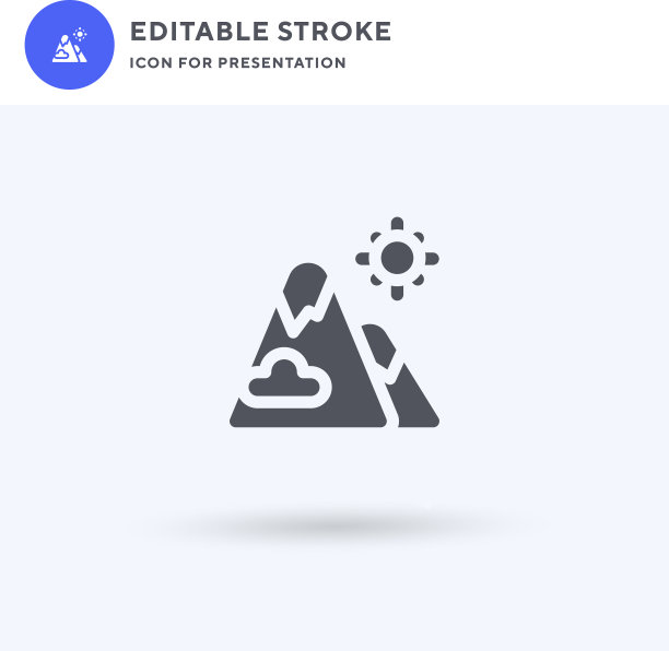 山的图标填充平面标志固体图片下载