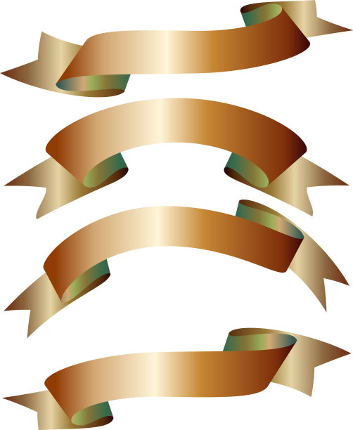 时尚现实的金色丝带设置旗帜图片下载