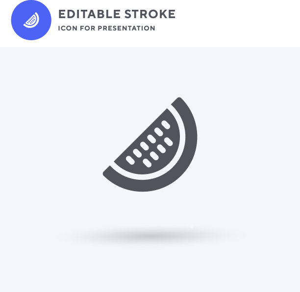 西瓜图标填充平坦立体标志图片下载