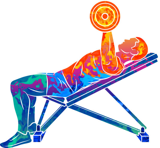 抽象的男人用哑铃训练胸部图片下载