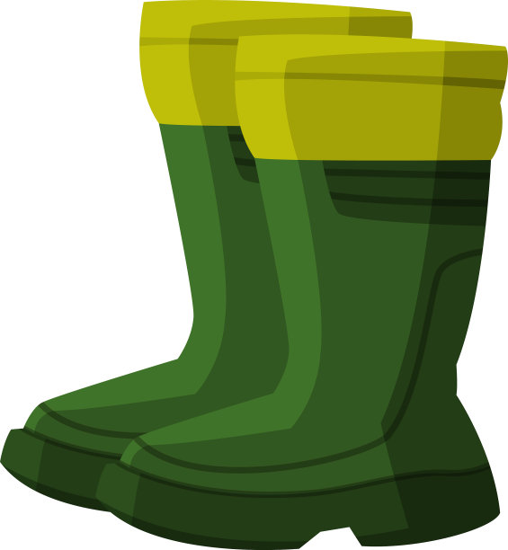户外活动穿一双绿色胶靴图片下载