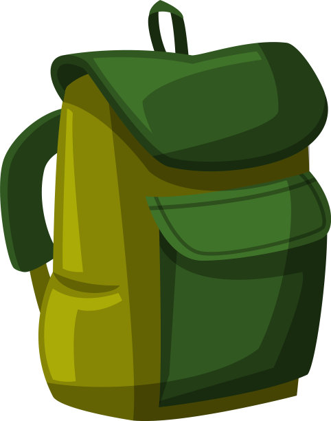 绿色徒步背包户外活动设备图片下载