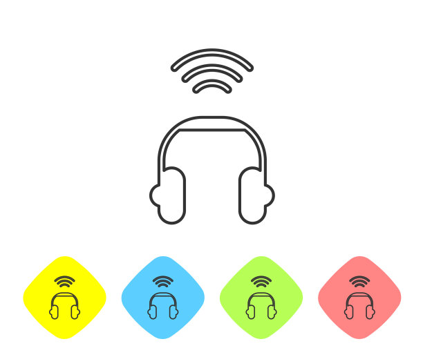 灰色线智能耳机系统图标隔离图片下载