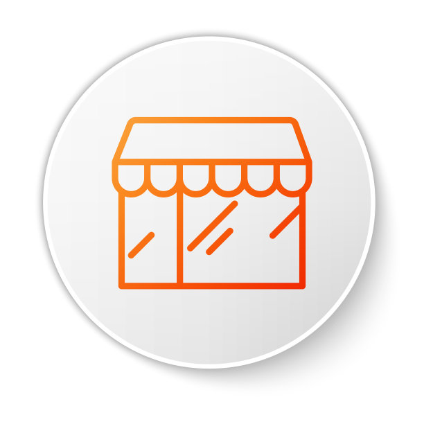 橙色线购物大楼或市场商店图标图片下载