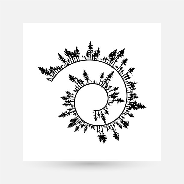 水墨手绘森林设计收藏图片下载