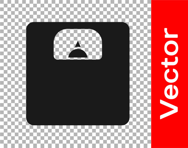 黑色浴室秤图标孤立在透明图片下载