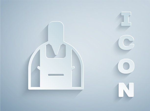 剪纸咖啡师图标孤立在灰色背景图片下载