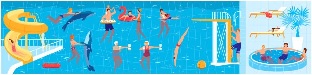 人们在夏天的游泳池游泳图片下载