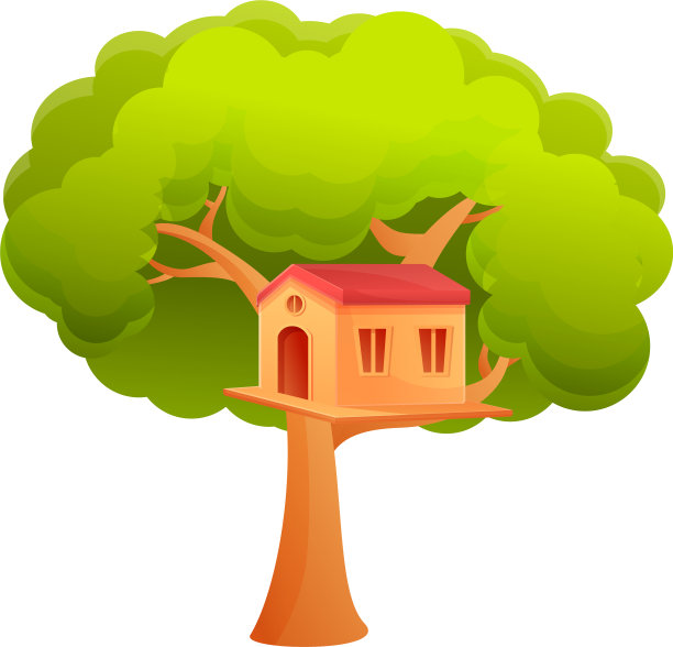 儿童树屋图标卡通风格图片下载