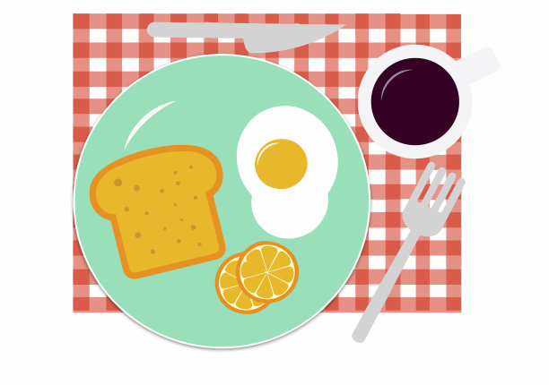 早餐食物和咖啡放在盘子里图片下载