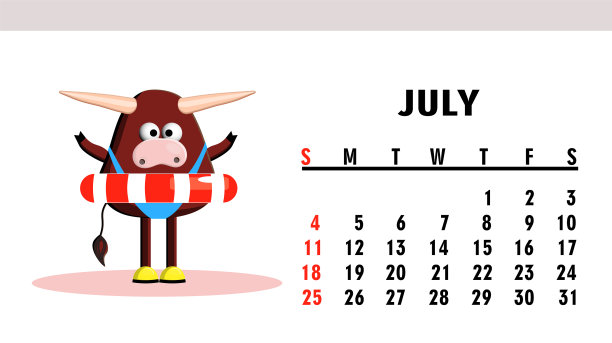 日历页2021日历水平与公牛图片下载
