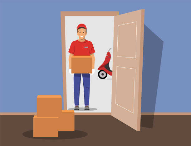 发货快递在手套与盒子图片下载