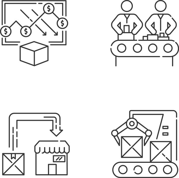 制造企业像素完美的线性图标图片下载