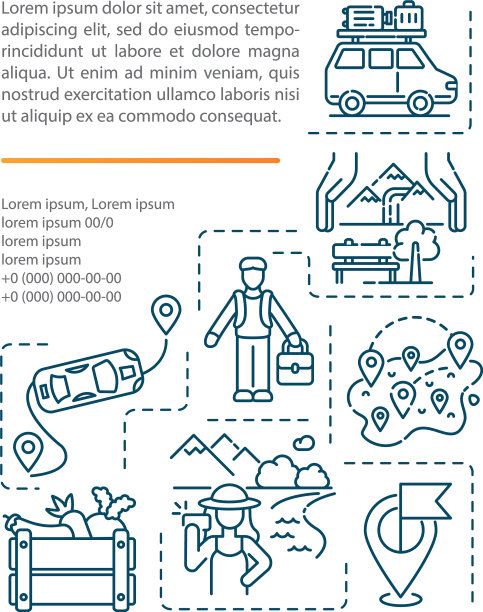 国内旅游概念图标与文字图片下载