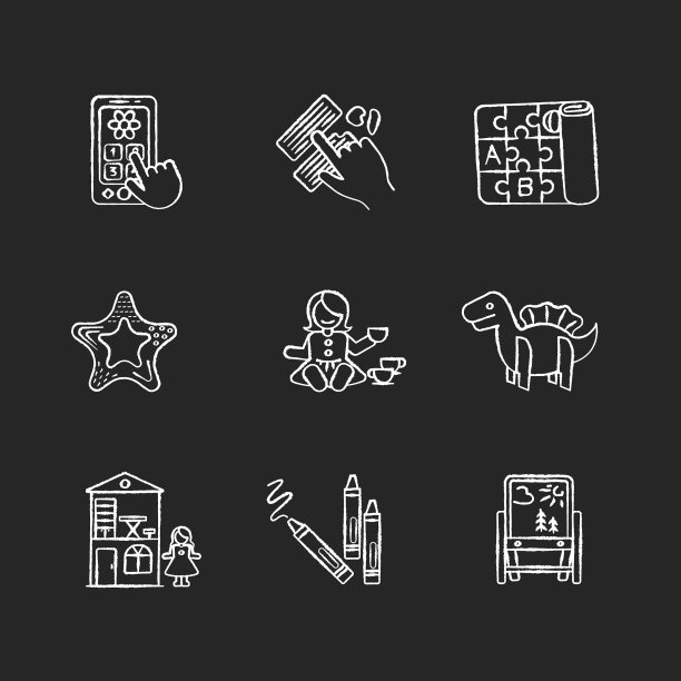 幼儿玩具粉笔白色图标设置为黑色图片下载