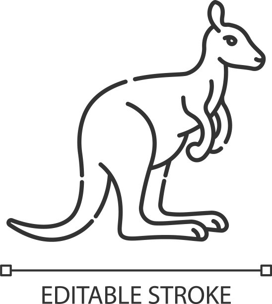 袋鼠像素完美的线性图标图片下载