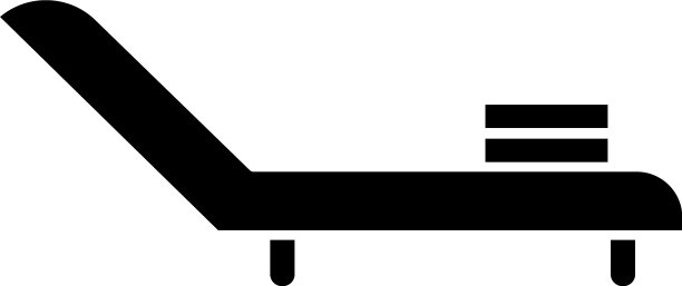 甲板椅黑色字形图标图片下载