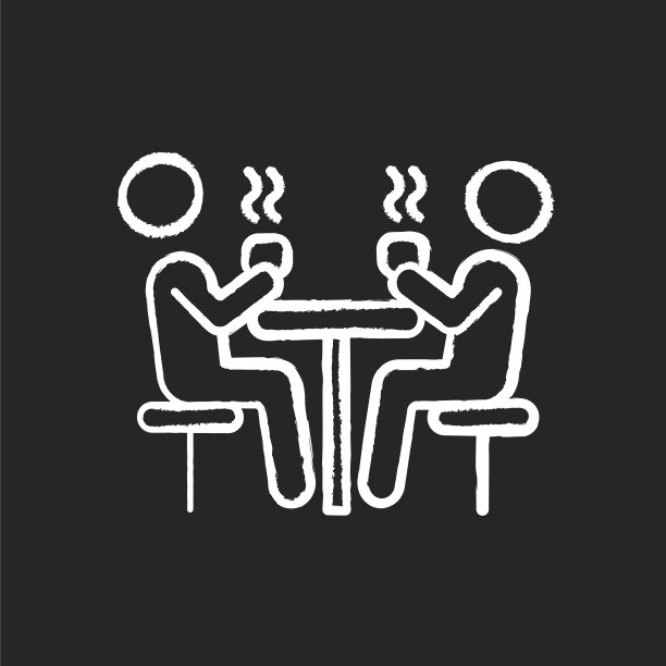 餐厅粉笔白色图标上的黑色背景图片下载