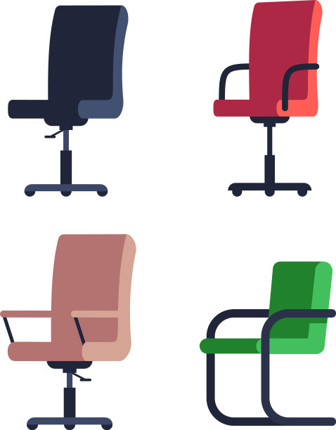 彩色办公椅半平面RGB颜色集图片下载