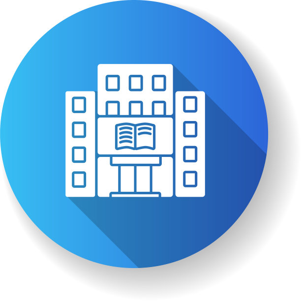 图书馆平面设计长阴影字形图标图片下载