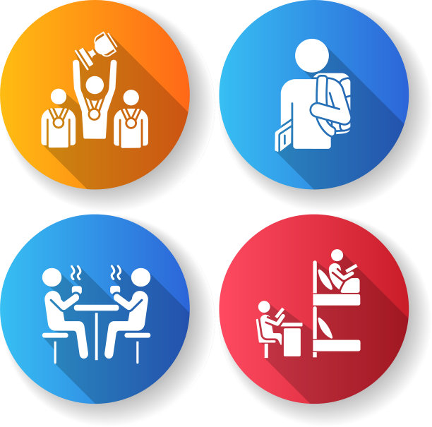 学生生活平面设计长长的阴影字形图标图片下载