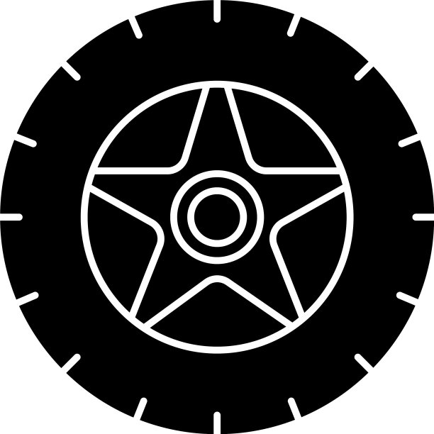 汽车轮胎黑色字形图标图片下载