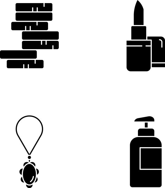 美容行业的黑色字形图标设置在白色图片下载