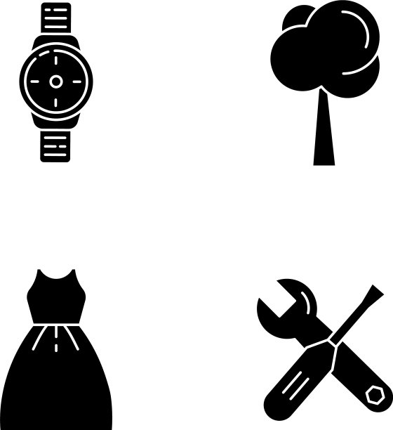 男性和女性产品黑色字形图标设置图片下载