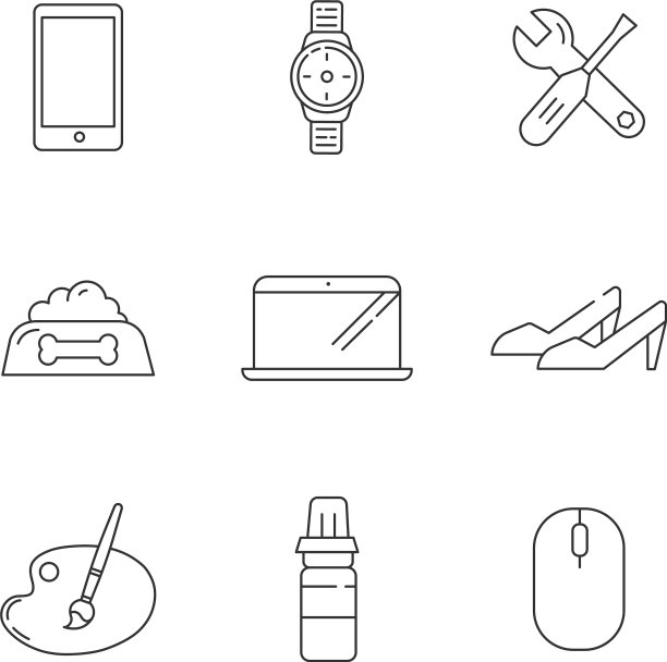 在线商店类别线性图标集图片下载