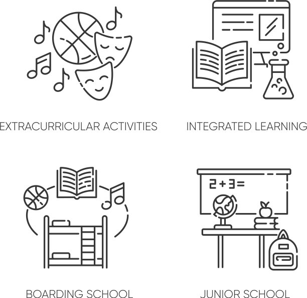 小学教育像素完美的线性图标集图片下载