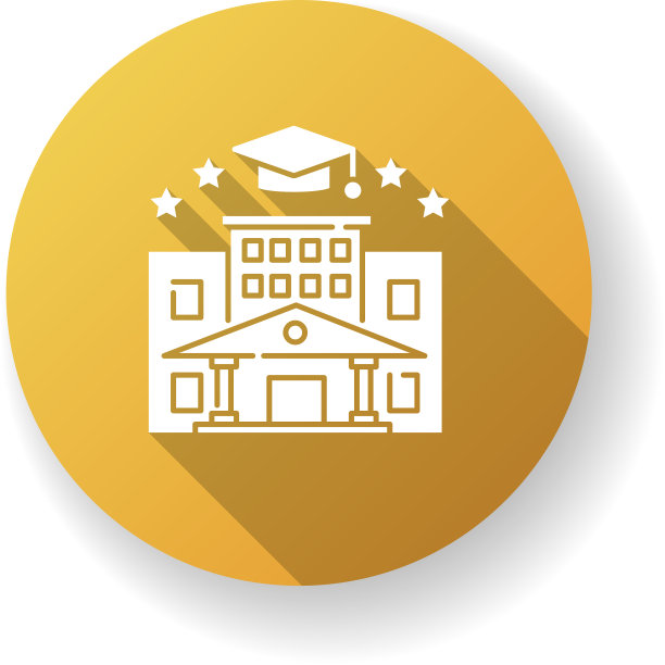 学院黄色平面设计长阴影字形图标图片下载