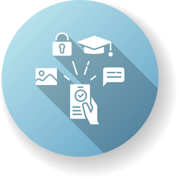 数字素养蓝色平面设计长阴影图片下载