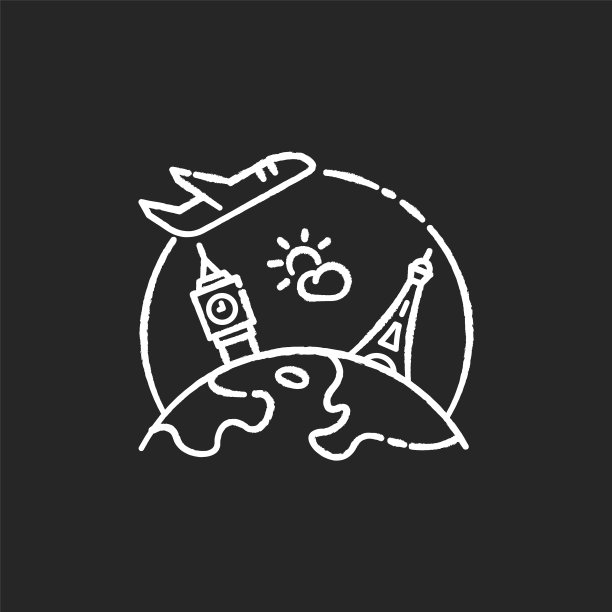 国际旅游粉笔白色的图标在黑色图片下载