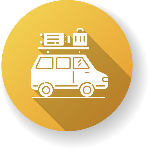 公路旅行黄色平坦设计长影子字形图片下载