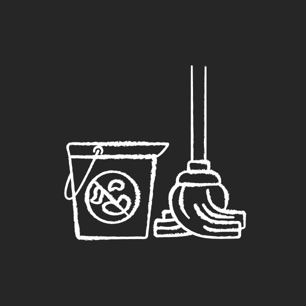 地板拖地粉笔白色图标上的黑色背景图片下载