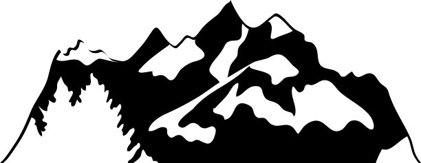 寒山和松树的图标剪影风格图片下载