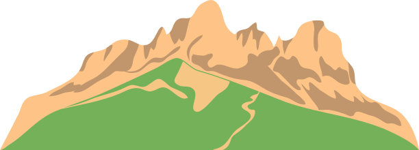 干山与草图标平面风格图片下载