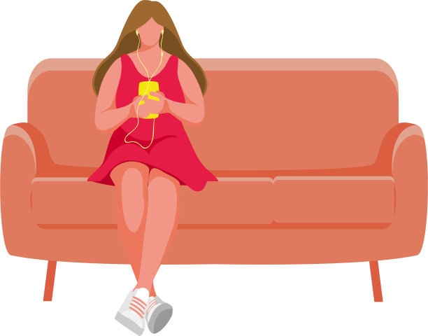 坐在沙发上的女孩图片下载