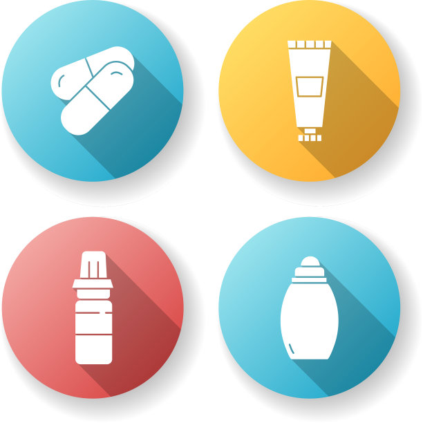 个人护理平面设计长阴影字形图标图片下载