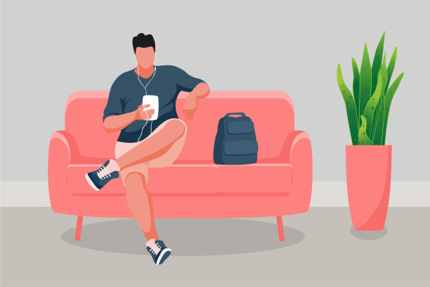 坐在沙发上的男人图片下载