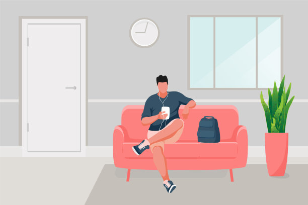 坐在沙发上的男人图片下载