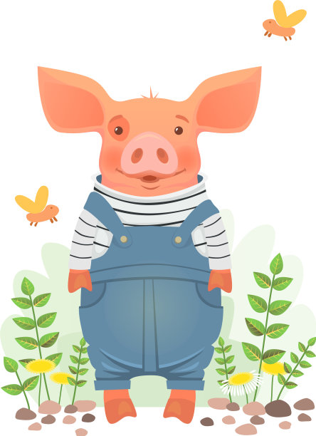 猪在工作服图片下载